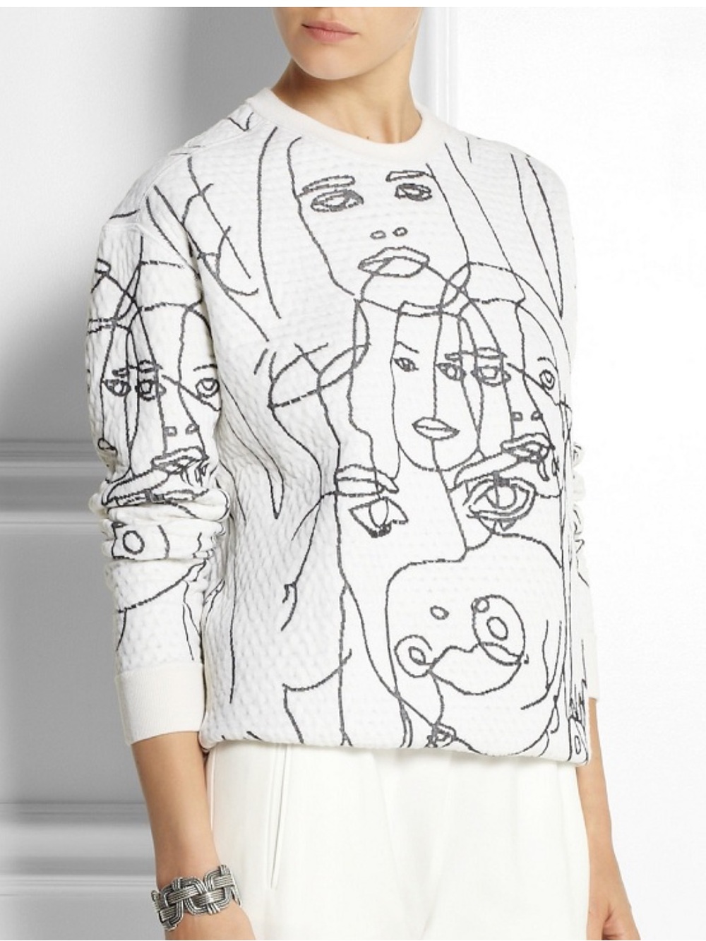 RARE Stella McCartney x Gary Hume quilted intarsia faces sweatshirt Rare 42/med